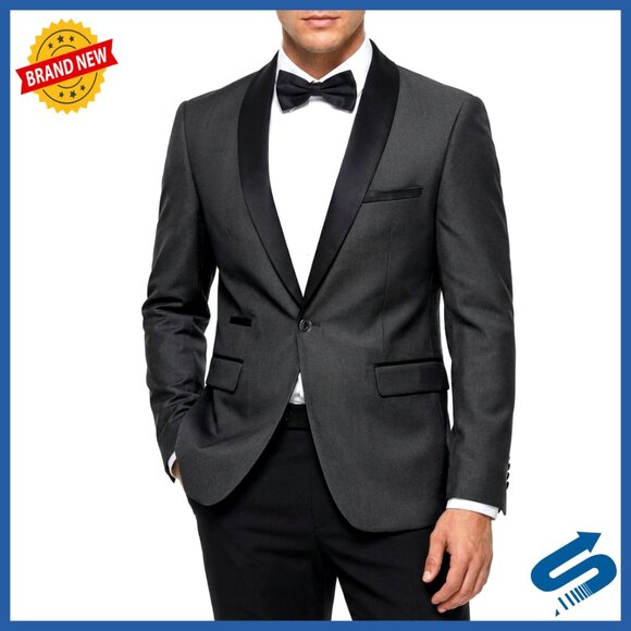 Slim Fit Blazer Shawl Lapel Lightweight Tuxedo Jacket for Wedding Prom Party